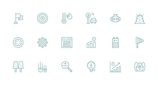 18 mínimo línea íconos para indicador gráficos multi-estilo icono colección vector