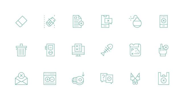 18 Icons for Delete in Minimal Line Format Essential Icon Collection vector
