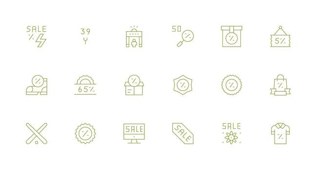 Clearance Set with 18 Minimal Line Icons High-Resolution Icons for Any Platform vector