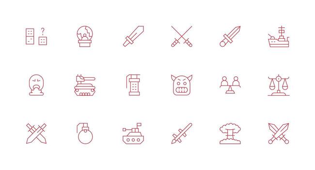 Conflict Set with 18 Minimal Line Icons Multi-Style Icon Collection vector