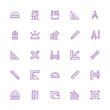 Drafting Design Icons featuring 25 in Medium Stroke Outline Style UI and UX Focused Icon Collection vector