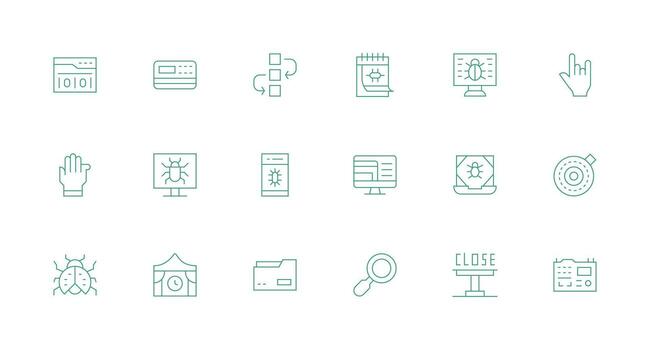 18 mínimo línea estilo íconos desde programa colección icono conjunto vector