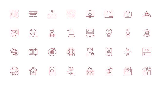 Internet featuring 32 Icons in Thin Line Design Reusable Icon Set vector