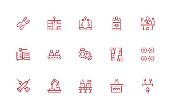 Regular Line Icons from Assembly Set with 15 Vectors Functional Icon Series
