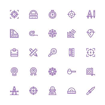 Precise Icon Set with 25 Medium Stroke Outline Graphics Icon Pack for UI vector
