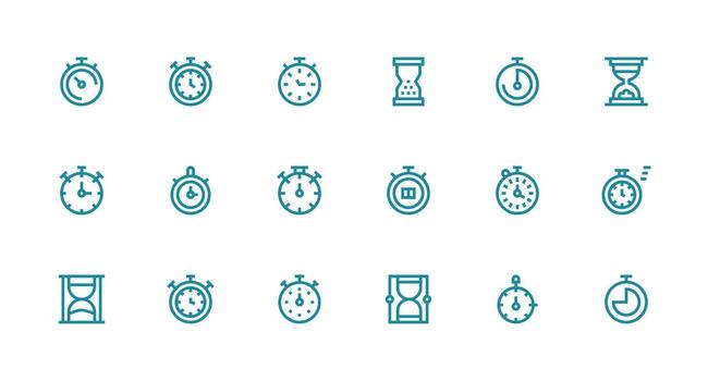 Strong Stroke Line Icons from Elapsed Time Set with 18 Vectors Interface Icons for Daily Use