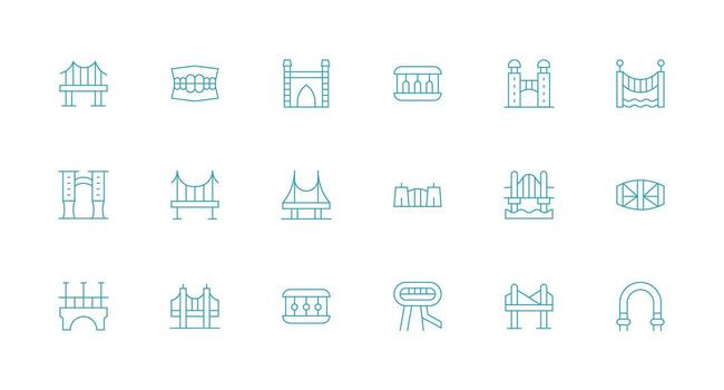 18 Minimal Line Style Icons from Bridge Collection All Device Compatible Icon Set vector