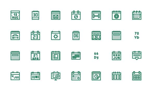 28 Bold Line Vectors for Date Theme Neatly Designed Icons for Web Platforms