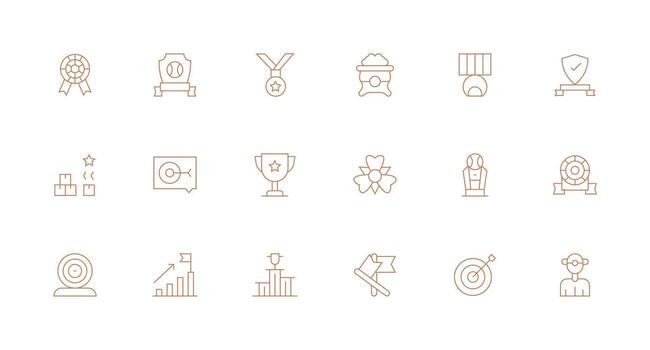 Achievement featuring 18 Icons in Minimal Line Design Well-Structured Icons for Creative Use vector