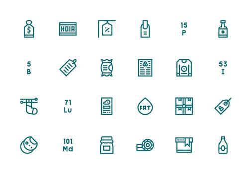 24 grueso línea línea estilo íconos desde etiqueta colección núcleo icono colección para diario Tareas vector