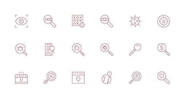 Minimal Line Style Find Icons with 18 Vectors UI Icon Set