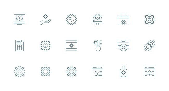 parámetros conjunto con 18 mínimo línea íconos icono conjunto para proyectos vector