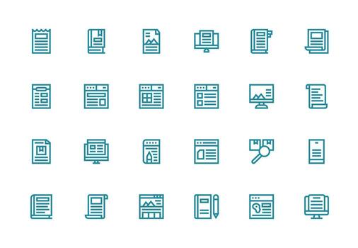 artículo visual paquete conteniendo 24 grueso línea línea íconos usuario interfaz íconos para digital productos vector