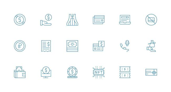 18 Minimal Line Designs for Transaction Icons High-Resolution Icons for Any Platform vector