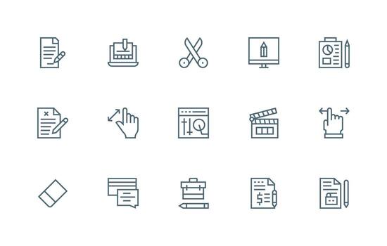 Editing including 15 Regular Line Illustrations UI and UX Focused Icon Collection vector