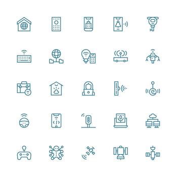 Remote Visual Pack containing 25 Medium Stroke Outline Icons Simple Icons for Interface and Wireframes vector