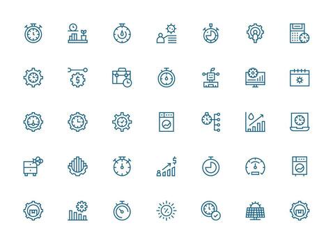 Efficiency Design Icons featuring 35 in Regular Clean Line Style Theme-Based Icon Pack vector