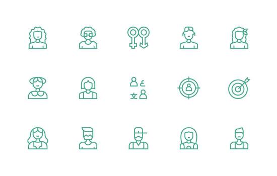 15 Regular Line Designs for Demographic Icons Essential Icons for Rapid UI Building vector