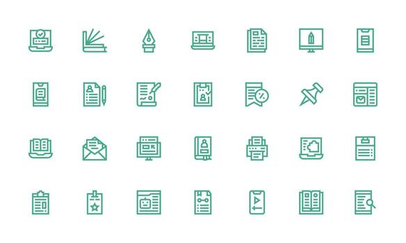 Bold Line Icons from Document Set with 28 Vectors Multi-Style Icons for Creative Projects
