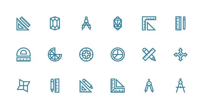 18 Strong Stroke Line Vectors for Geometry Theme Interface Icon Collection for Daily Projects