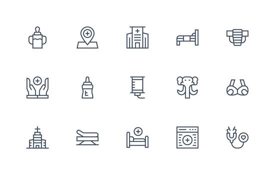 Regular Line Icons from Nursing Set with 15 Vectors User Interface Icons for Digital Products