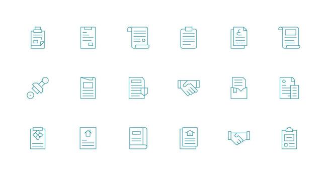 Contract Icon Set with 18 Minimal Line Graphics High-Quality Icon Pack vector