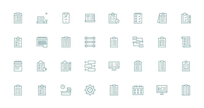32 Icons for Tasks in Thin Line Format Minimal Icon Pack vector