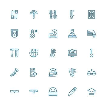 25 Icons for Degree in Medium Stroke Outline Format Minimal Icon Set for Interface Projects vector