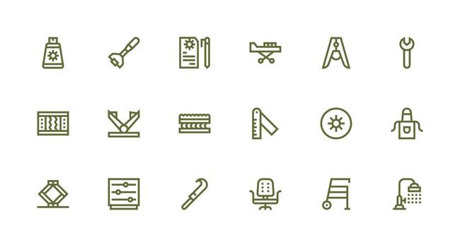 18 Adjustable Icons in Strong Stroke Line Aesthetic Simple Icons for Interface and Wireframes vector
