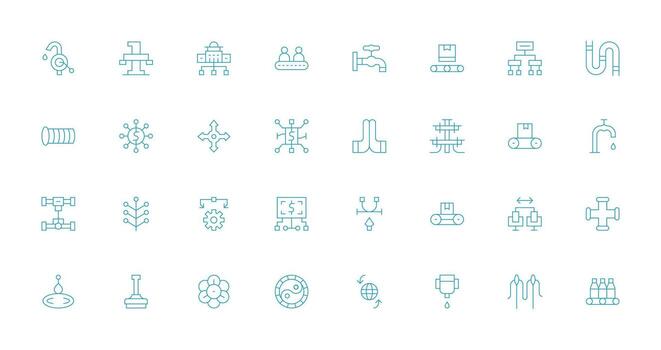 32 Delgado línea íconos para fluir gráficos todas dispositivo compatible icono conjunto vector