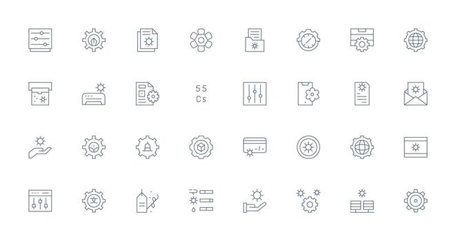 32 Delgado línea estilo íconos desde parámetros colección limpiar icono colección para web utilizar vector