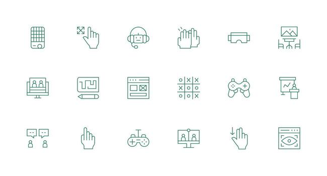 18 Minimal Line Vectors for Interactive Theme Scalable Icon Pack