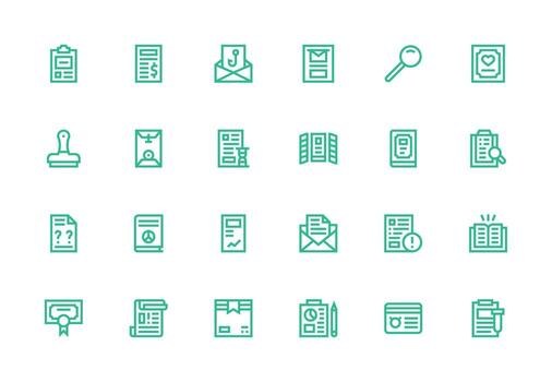 documento diseño íconos presentando 24 en grueso línea línea estilo inteligente icono colección vector