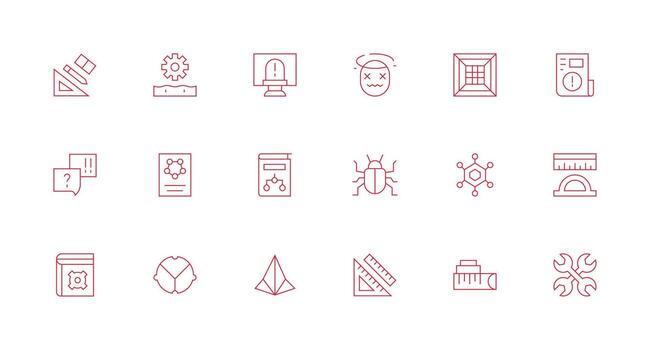 18 íconos para técnico en mínimo línea formato icono conjunto para proyectos vector