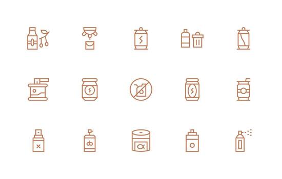 15 íconos para lata en regular línea formato interfaz íconos para diario utilizar vector