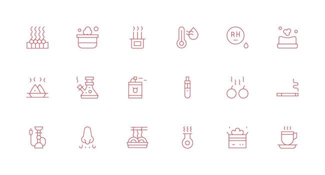 Vapor Icon Set with 18 Minimal Line Graphics Balanced Icon Set for Functional Design vector