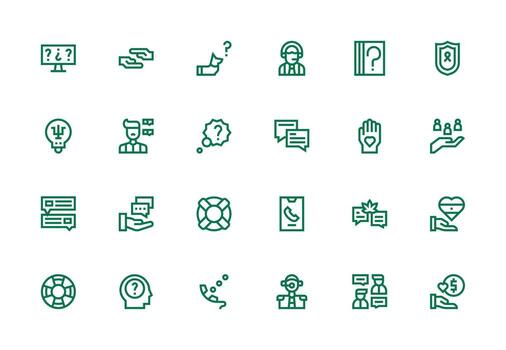 ayuda presentando 24 íconos en grueso línea línea diseño de confianza íconos para todas interfaces vector