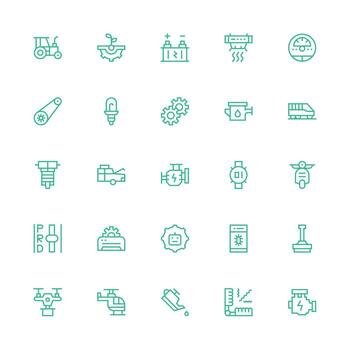 Medium Stroke Outline Icons from Engine Set with 25 Vectors Neat Icon Set