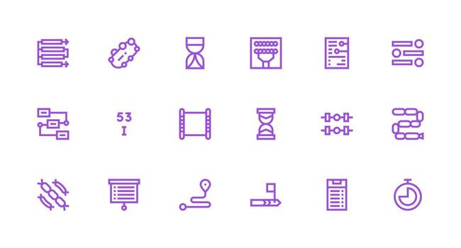 18 Icons for Sequence in Strong Stroke Line Format Layout Icon Collection vector