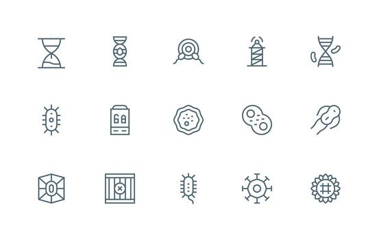 Regular Line Style Cell Icons with 15 Vectors Well-Structured Icons for Creative Use