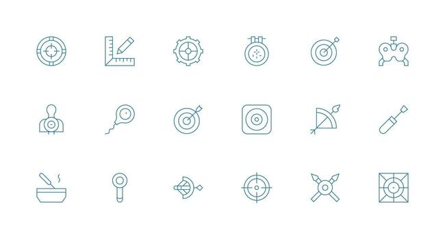 18 Precision Icons in Minimal Line Aesthetic Minimal Icon Set for Interface Projects vector