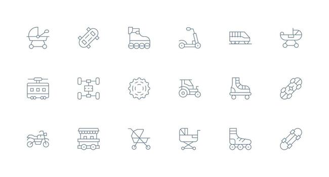 18 Minimal Line Vectors for Wheels Theme Balanced Icon Set for Functional Design