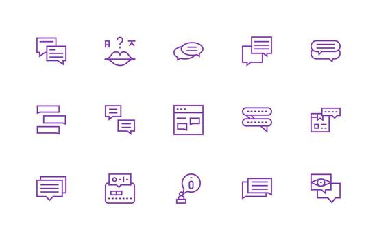 15 Icons for Comments in Regular Line Format UI Icon Set vector