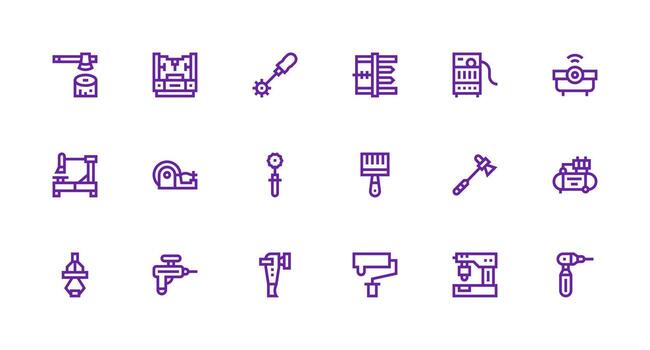 Tooling Icon Collection with 18 Strong Stroke Line Designs Neatly Designed Icons for Web Platforms vector