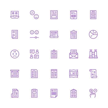 Survey Set with 25 Medium Stroke Outline Icons Flexible Icon System for Web Interfaces vector