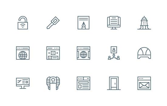 15 Regular Line Icons for Portal Graphics Modern Icon Set vector