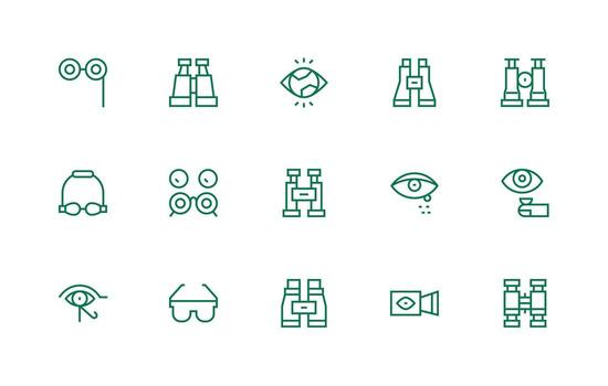 Vision including 15 Regular Line Illustrations Essential Icons for Rapid UI Building vector
