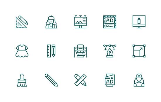 15 Regular Line Icons for Graphic Design Graphics Neatly Designed Icons for Web Platforms vector