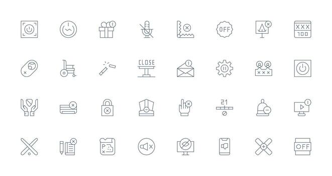 inhabilitar icono conjunto con 32 Delgado línea gráficos tablero icono serie vector