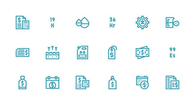 18 Strong Stroke Line Style Icons from Amount Collection User Interface Icons for Digital Products vector